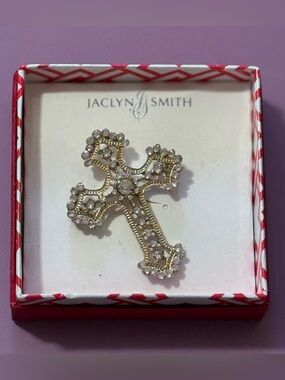 Jaclyn Smith Rhinestone Adorned Cross Brooch